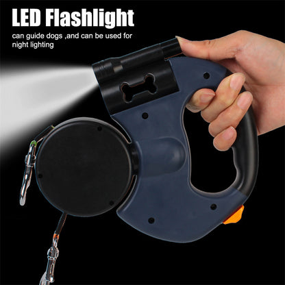 Retractable Dual Leash for Small Dogs – Reflective & Lighted