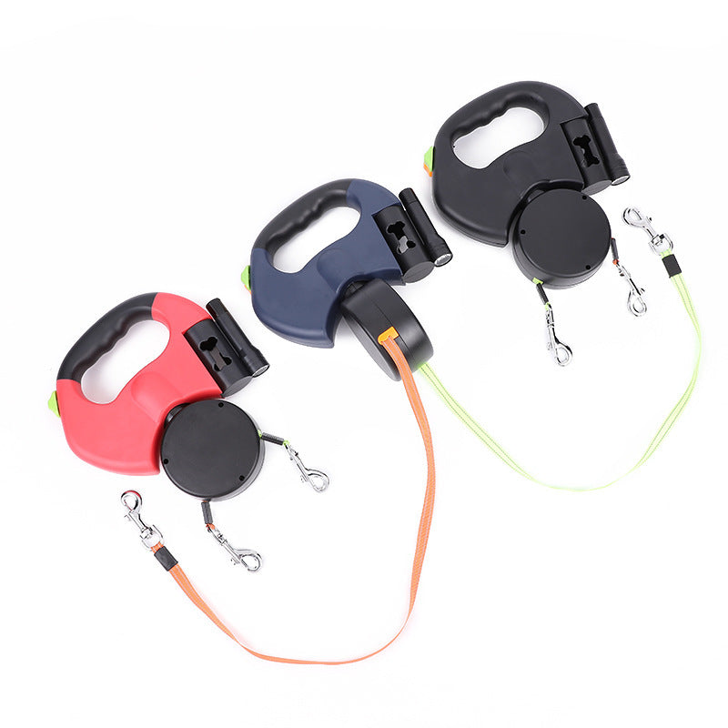 Retractable Dual Leash for Small Dogs – Reflective & Lighted